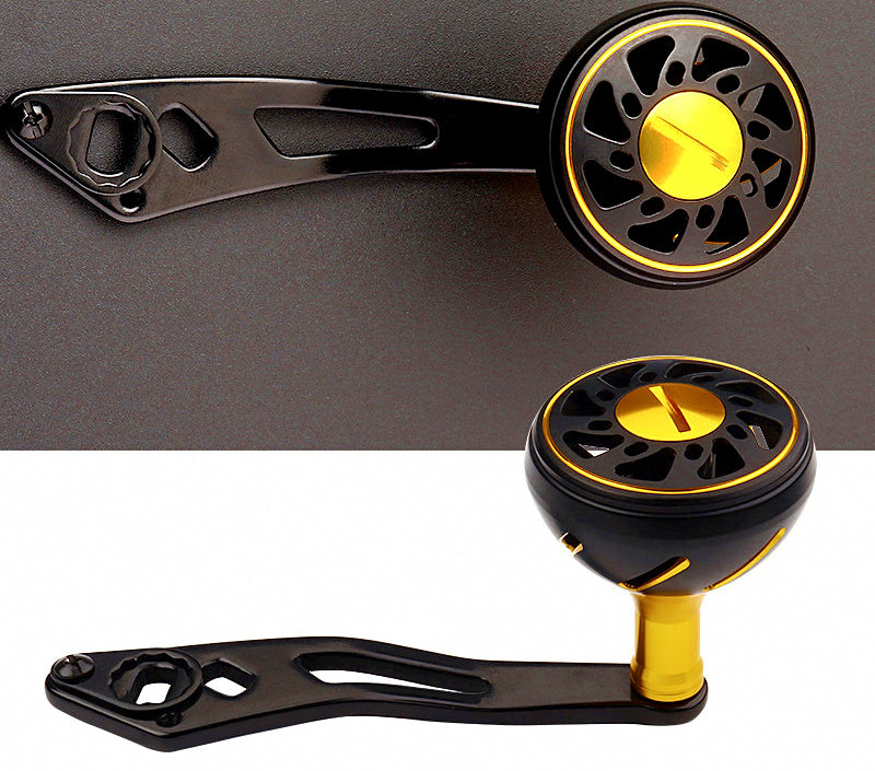 Extended Aluminum Baitcasting Reel Handle, CNC Knob, Gold – product photo