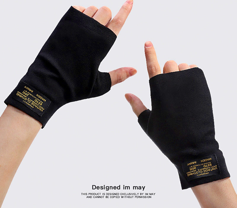 Fleece Half-Finger Fishing Gloves, Stretch, One Size – product photo