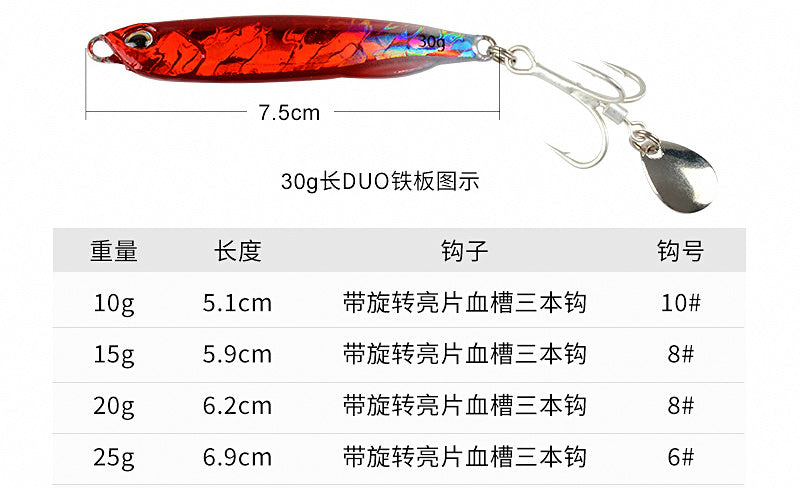 Long Metal Casting Jig w/ Spinner Blade, 10–60 g (0.35–2.1 oz) – product photo