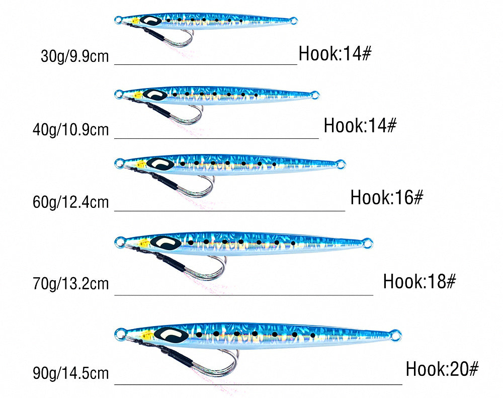 Fast-Sinking Glow Metal Jig, 30–90 g (1.1–3.2 oz) – product photo