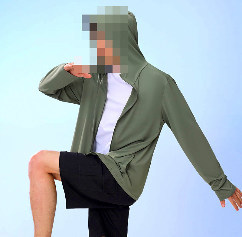Men's Hooded Sun Shirt, Lightweight, Removable Brim – product photo