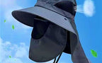 Wide Brim Sun Fishing Hat with Neck Flap, Polyester – product photo
