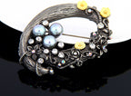 Camellia Flower Pearl Brooch, Vintage Alloy Lapel Pin – product photo