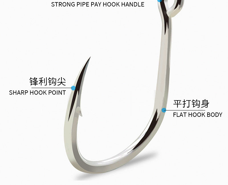 Heavy Duty 5X Strong Barbed Saltwater Hooks, Sizes 1–8/0 – product photo