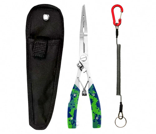 Fishing Pliers, Stainless Steel, Braid Cutter & Split Ring – product photo