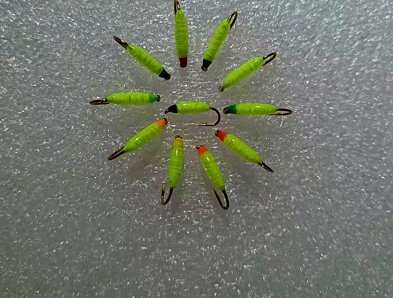 Glow Worm Fly Hooks, Pre-Tied, 8 Pack, Size 8–18 – product photo