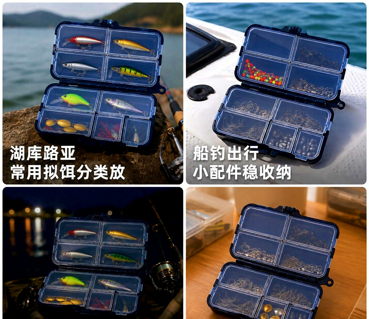 Clear Compartment Tackle Box, 9 or 12 Grid Lure Storage – product photo
