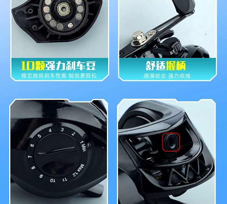 Baitcasting Reel, Black, Metal or Nylon Spool, Left/Right Hand – product photo