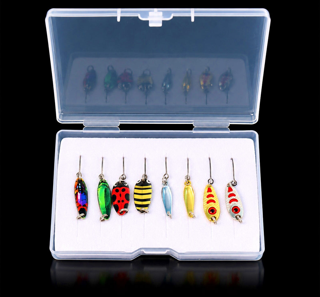 Micro Metal Spoon Lures, Ladybug Beetle Style, 8-Piece Box – product photo