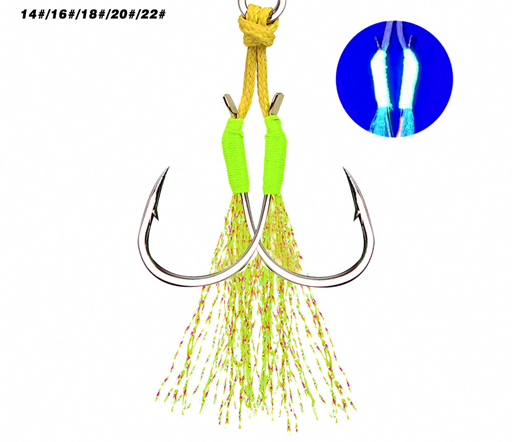 UV Green Jig Assist Hooks, Single or Double, 10-Pack – product photo