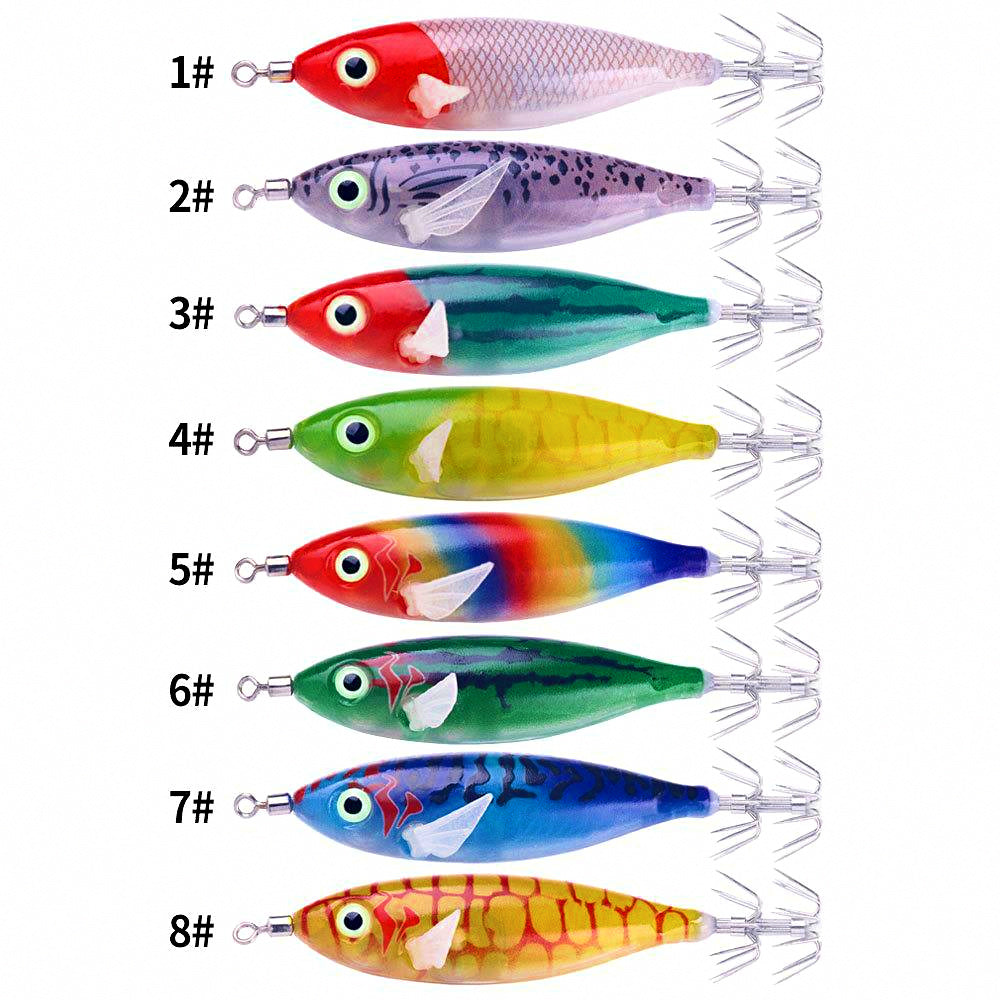 Wood Shrimp Squid Jig, 8 cm (3.1 in) 6 g (0.2 oz), Glow – product photo