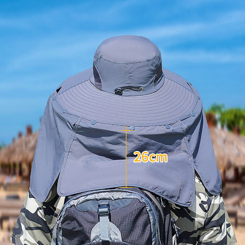 Wide Brim Fishing Sun Hat with Neck Flap & Face Mask – product photo