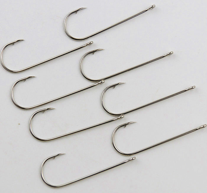 Long Shank Aberdeen Hooks, White, 50 pcs, #10–3/0 – product photo