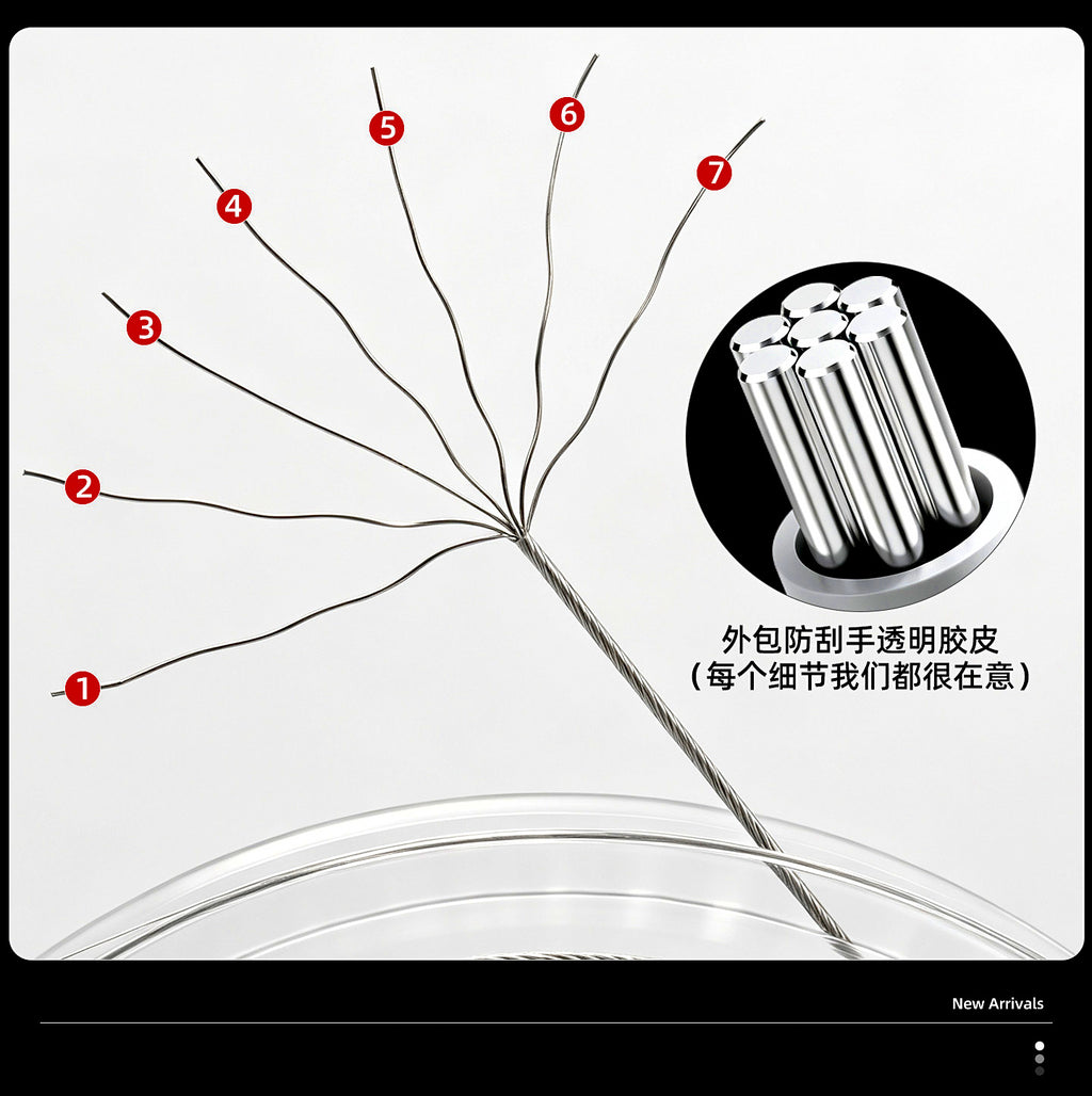7-Strand Steel Wire Leader, 10 m, 10–100 lb (4.5–45.4 kg)