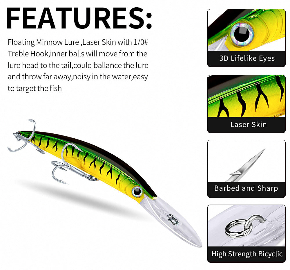 Long Lip Floating Minnow, 17 cm, 27 g (0.95 oz) – product photo