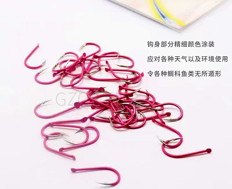 Pink Barbed Fishing Hooks, Sizes 1–6, 40–45 Pack – product photo