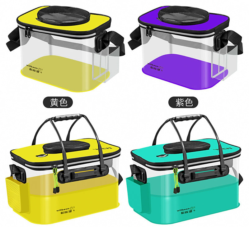 Collapsible EVA Fishing Bucket, 10-20 L, Clear Panel – product photo