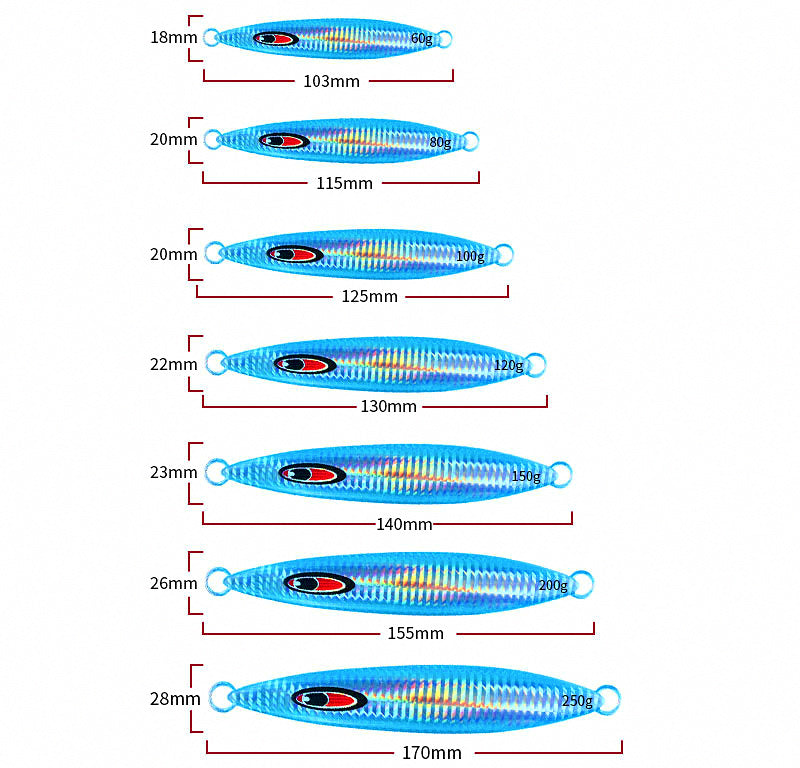 Lead Metal Jig with Glow Back, 60–250 g (2.1–8.8 oz) – product photo