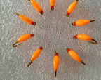 Orange Nymph Fly, Red Head, Barbed Lead Head Hook, Sizes 8–20 – product photo