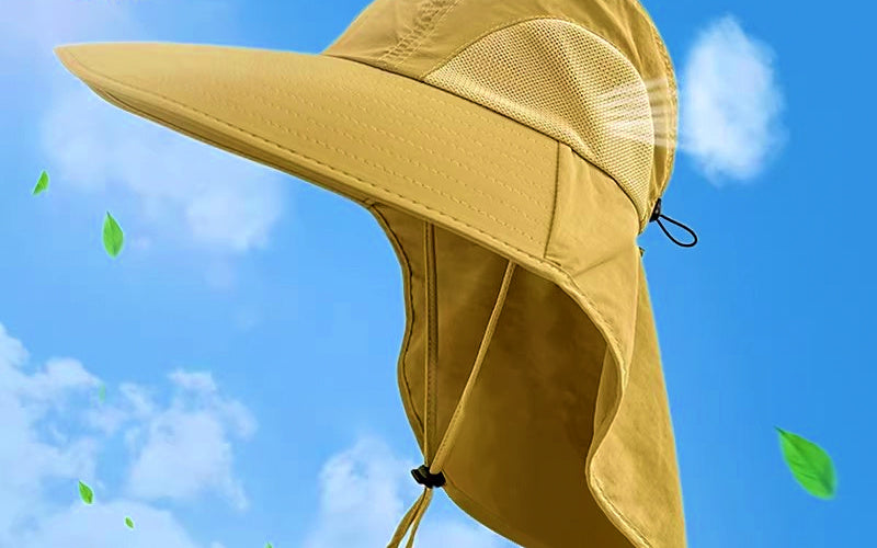 Wide Brim Sun Hat with Neck & Face Cover, Unisex – product photo