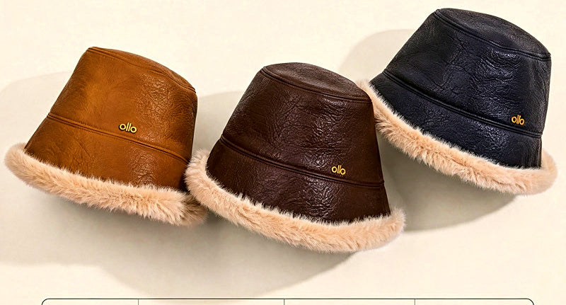 Women's Bucket Hat, Plush Brim, Windproof, Adjustable – product photo