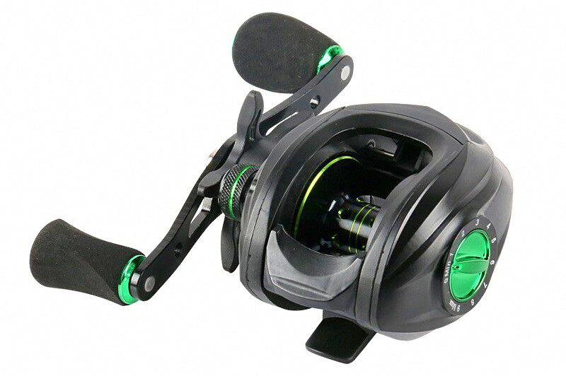Baitcasting Reel, 7.2:1 Gear Ratio, Metal Spool, Black Green – product photo