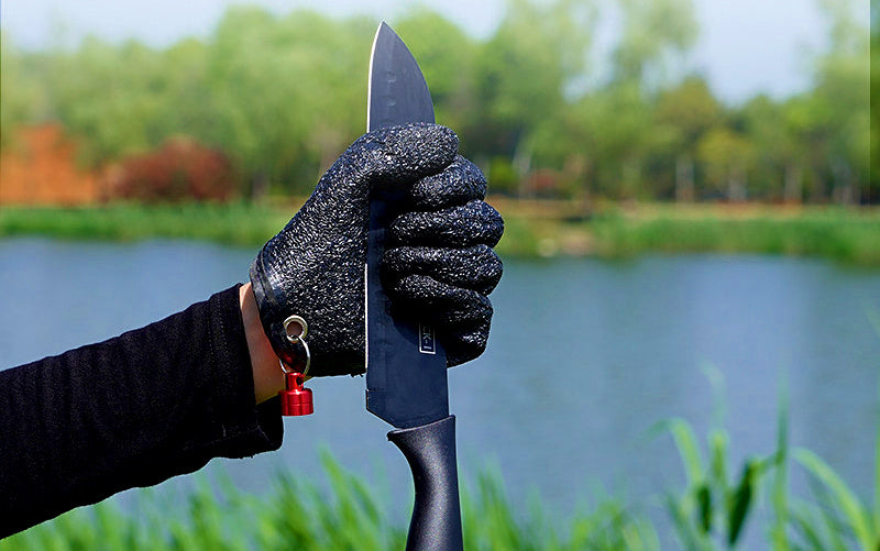 Fish Handling Gloves, Black, Quick-Dry, Optional Magnetic Clip – product photo