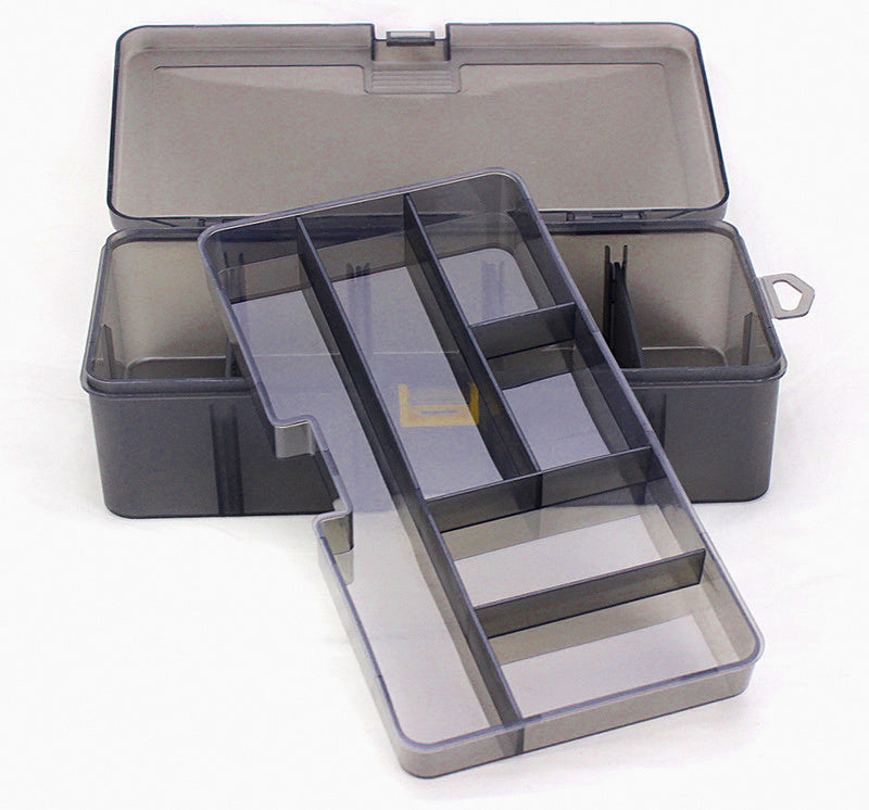 Double-Layer Lure Tackle Box, Gunmetal Translucent – product photo