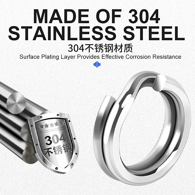 304 Stainless Double Split Rings, Flattened, Lure Connectors – product photo