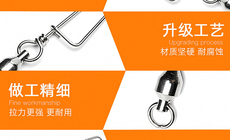 Ball Bearing Swivel with Curved Snap, Stainless Steel, Sizes 1-8 – product photo
