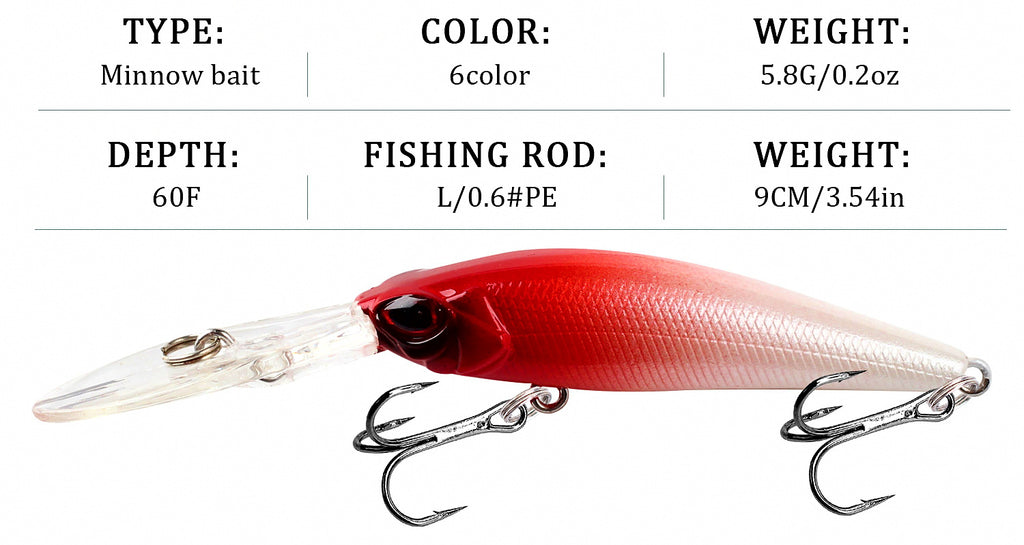 Deep Diving Long Lip Minnow, 9–9.5 cm, 6–8.5 g (0.2–0.3 oz) – product photo