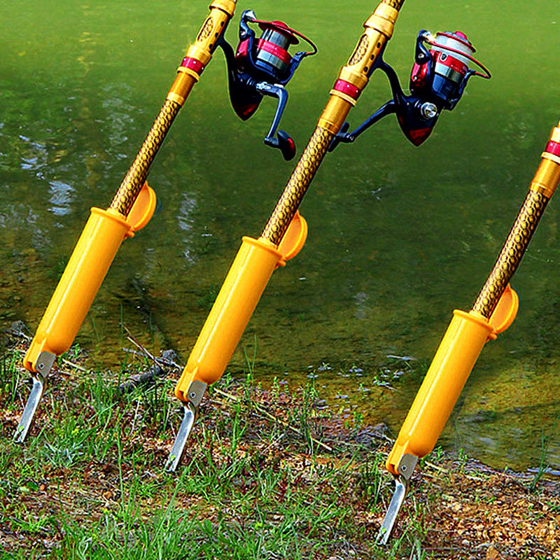 Stainless Steel Ground Spike Rod Holder, Yellow or Blue – product photo