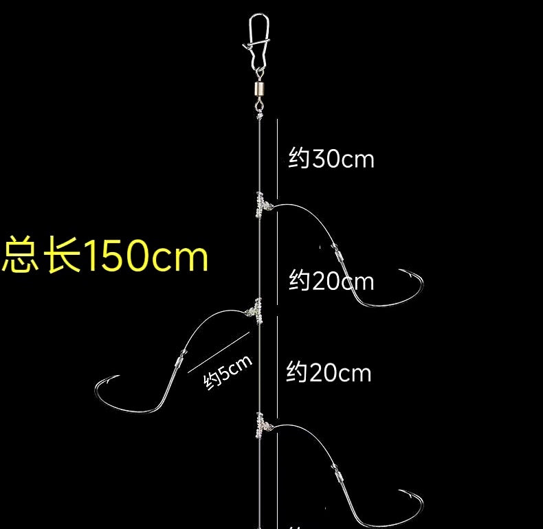 3-Hook Barracuda Rig, Anti-Tangle Pre-Tied, Sizes 3 to 1/0 – product photo
