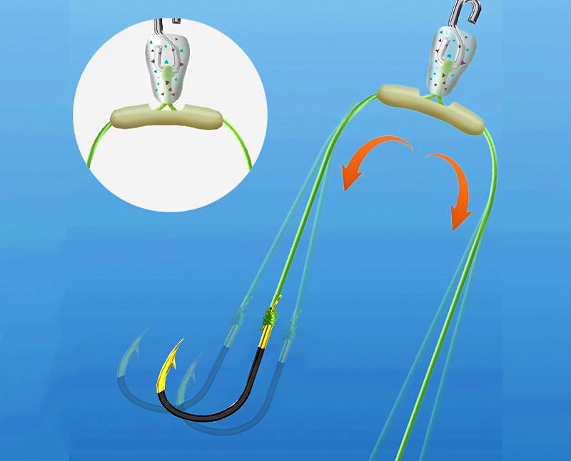 Pre-Tied Double Hook Snell Rigs, 8 cm (3.1 in), 6-Pack – product photo