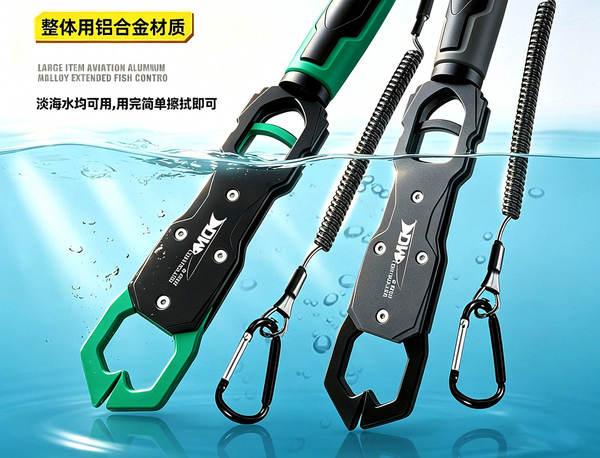 Aluminum Fish Gripper with Scale, Lightweight Lip Grip – product photo