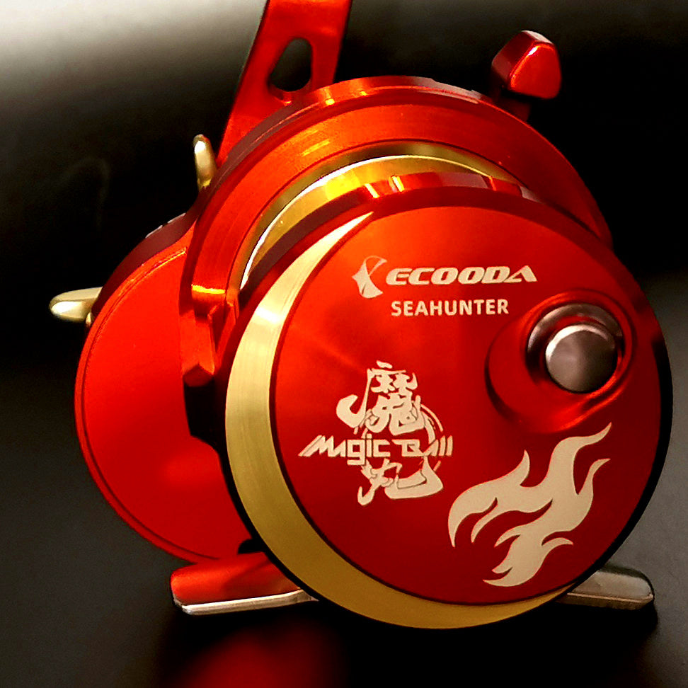 Slow Pitch Conventional Jigging Reel, Right Hand, Red Gold – product photo