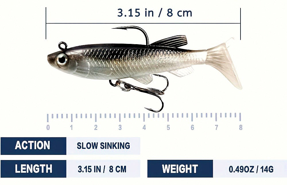 Lead Head Soft Swimbait, T-Tail, 8 cm / 14 g (0.5 oz) – product photo