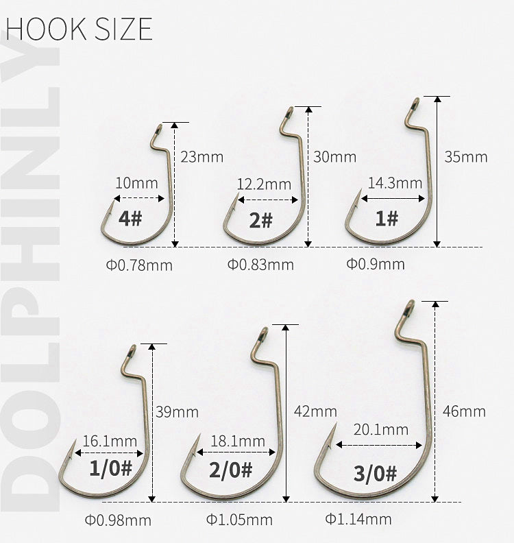 Wide Belly Soft Bait Worm Hooks, 10-Pack, Sizes 4–2/0 – product photo