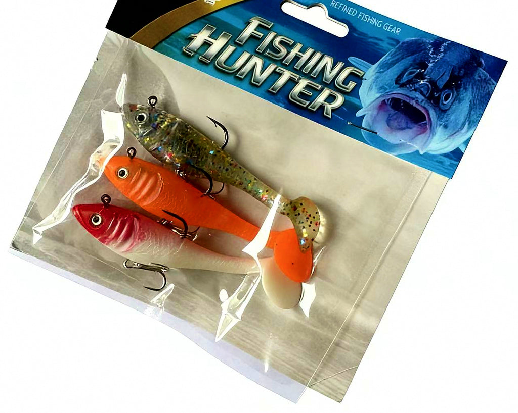 T-Tail Soft Swimbait, Pre-Rigged Lead Head, 3 or 5 Pack – product photo
