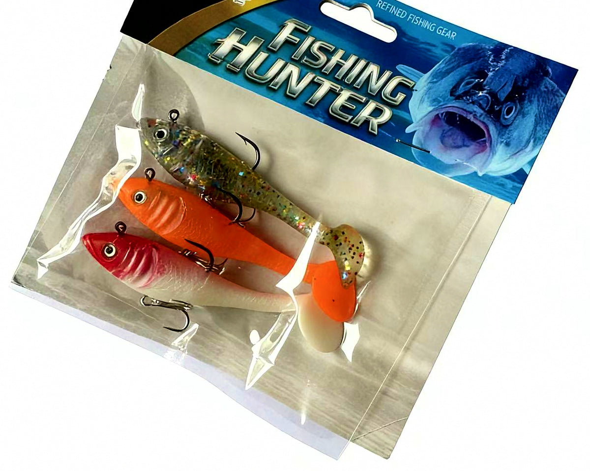 T-Tail Soft Swimbait, Pre-Rigged Lead Head, 3 or 5 Pack – product photo