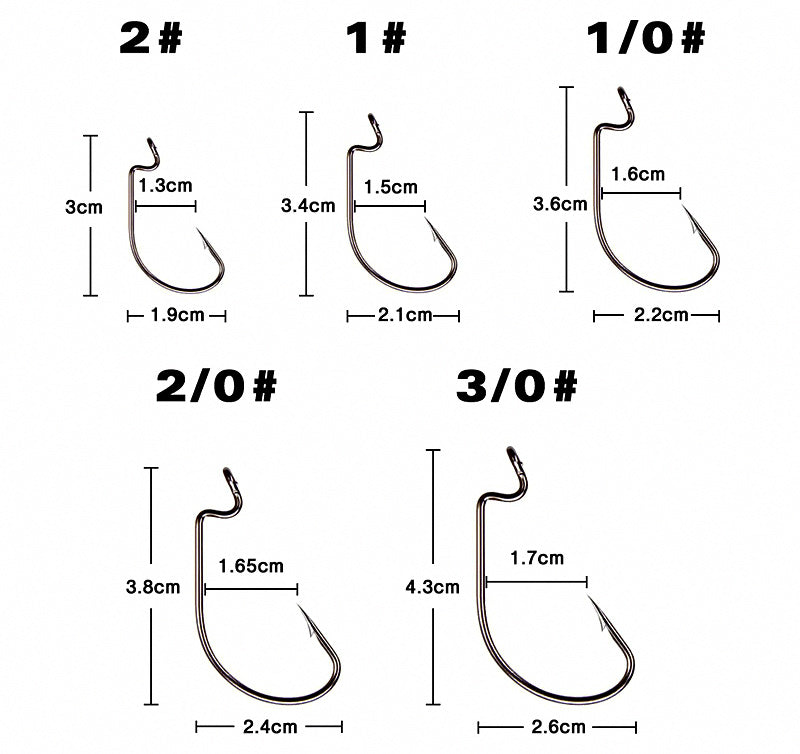 Black Nickel Offset Worm Hooks, Assorted Kit or Single Size – product photo