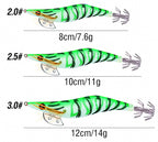 Glow Wood Shrimp Squid Jig, Sizes 2.0 / 2.5 / 3.0 – product photo