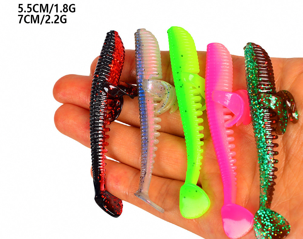 Floating T-Tail Soft Bait with Jig Head Hook, 5.5 & 7 cm – product photo