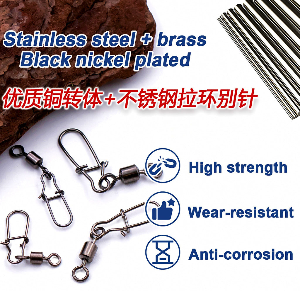 Black Duo-Lock Snap Swivels, 50-Pack, Sizes 14 to 4/0 – product photo