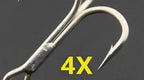 4X Strong Treble Hooks, Tin-Plated, Barbed, 10 Pack – product photo