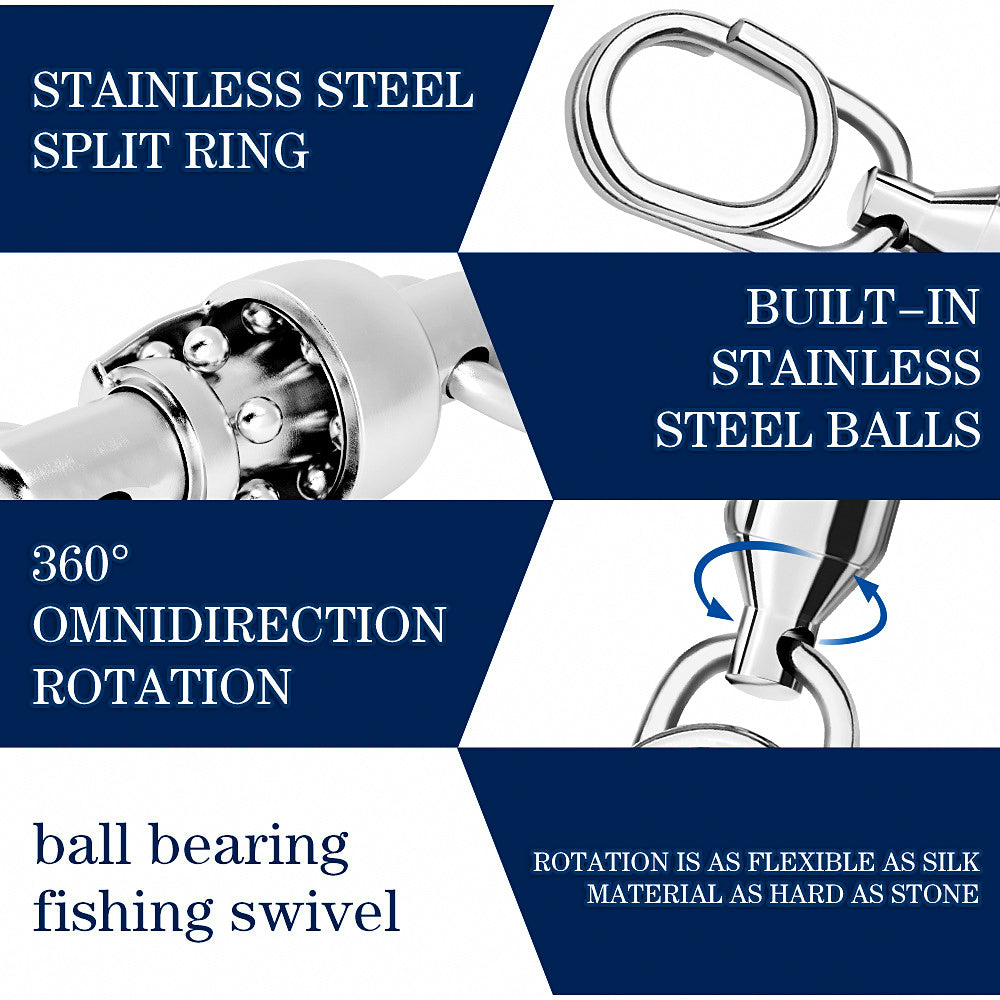 Stainless Ball Bearing Swivel with Oval Snap, Sizes 0–6 – product photo