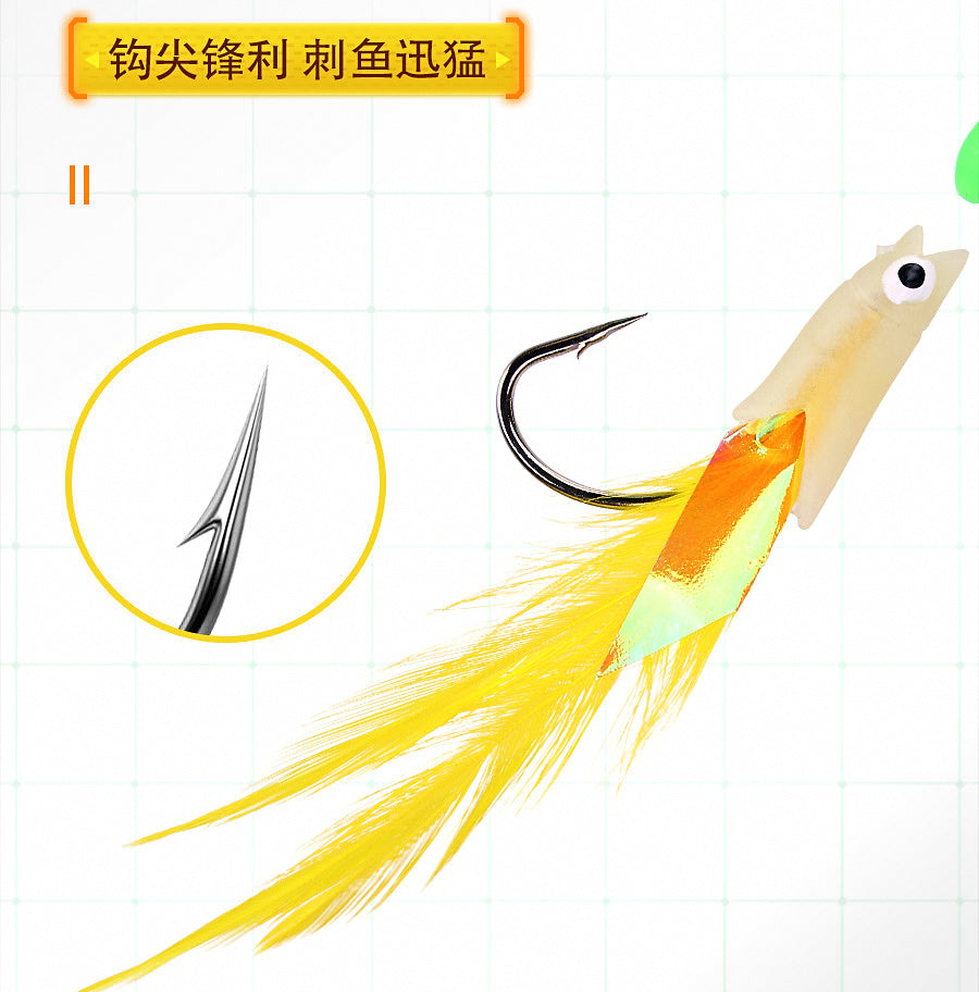 Feather Fish Head Bait Rig, 3-Hook Barbed Size 20 – product photo