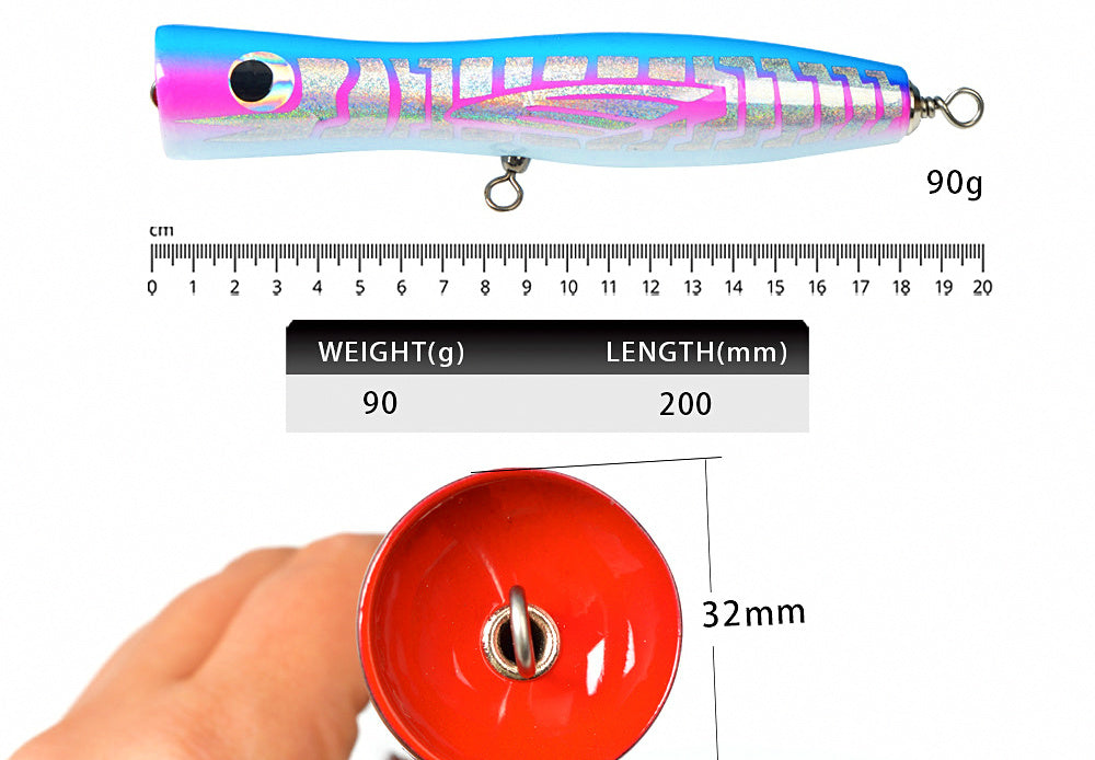 GT Popper Wood Lure, 90 g (3.2 oz), 20 cm (7.9 in) – product photo