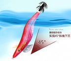 Watermelon Red Squid Jig, Wood Shrimp Style, No. 3–3.5 – product photo