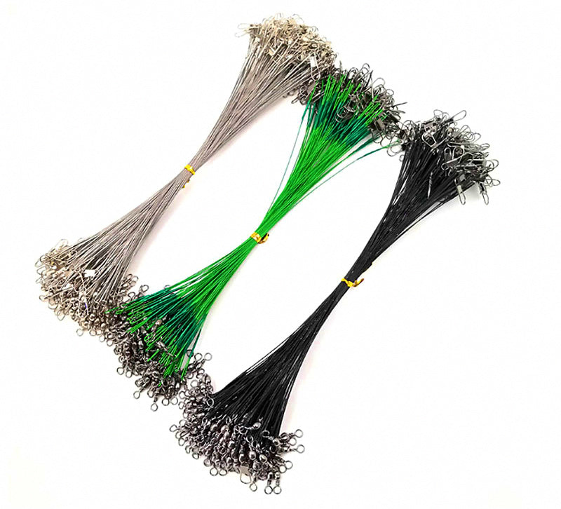 Wire Leader with Swivel & Snap, Green, 10–30 cm (4–12 in) – product photo
